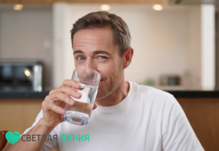 Мужчина пьет воду